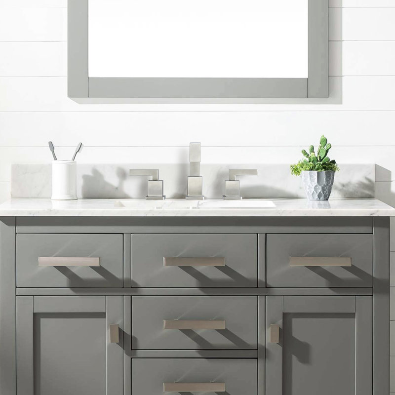 Robinet de lavabo de salle de bain en nickel brossé - 8 po, 2 poignées avec bonde escamotable et tuyau d'alimentation, robinet durable de 8 po, assemblage rouille - teint