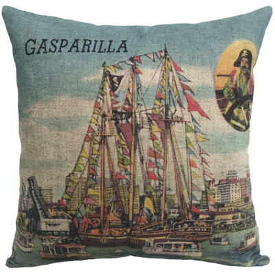  Gasparilla Ship Linen Throw Pillow