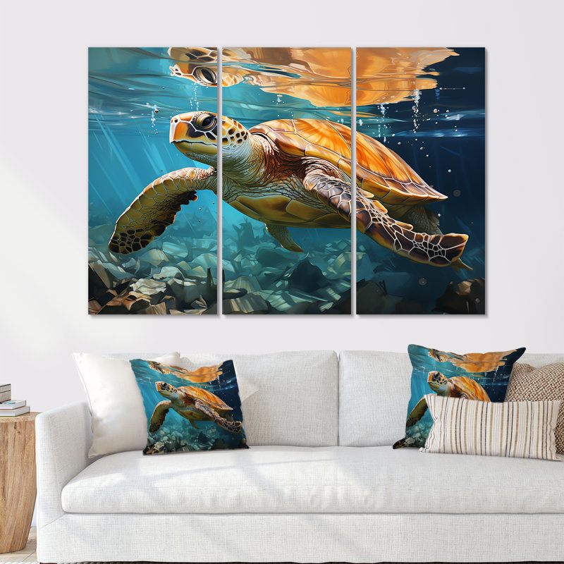 Ensemble de décoration murale Contemporary Marine Life I - Tortue, H 28 po x l 36 po
