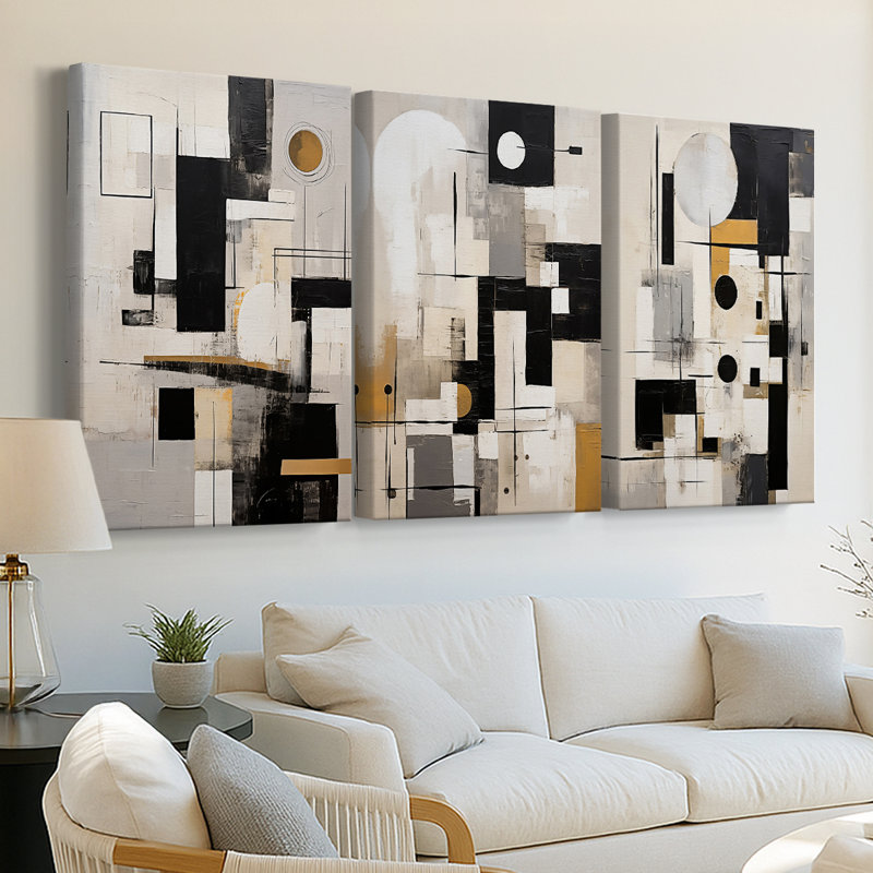 ABSTRACT Series CCCCLXXI - Toile tendue sur mesure - 3 pièces, H 12 po x l 24 po