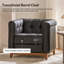 Fauteuil demi-tonneau carré en cuir véritable transitionnel de 35,25 po Natacha avec dossier capitonné-919138932