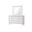Commode 6 tiroirs avec finition grain de bois en relief et garniture de tiroir en miroir blanc éclatant
