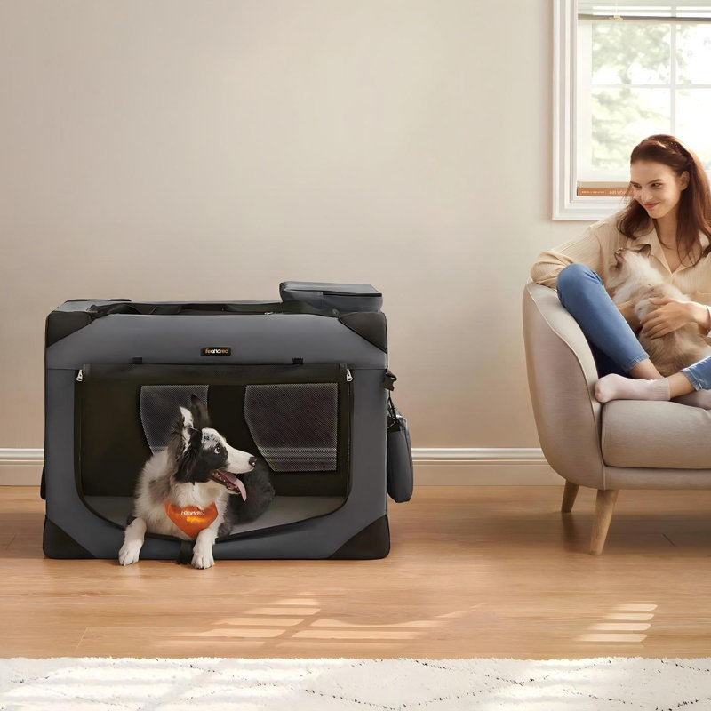 Cage pliable pour chien, transport pour animal de compagnie, cage souple pour chien, tissu Oxford, 17" H x 24.5" W x 17" D