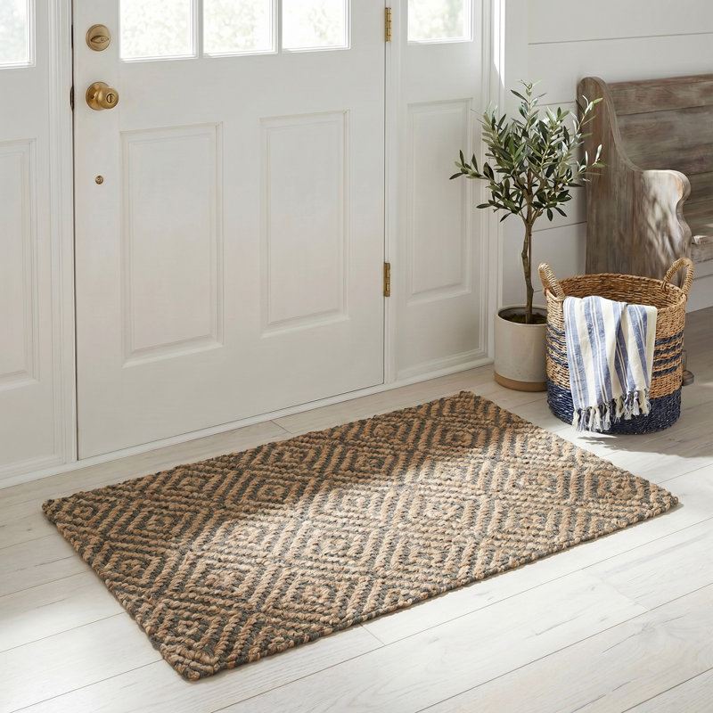 Aerionna Natural Fiber Hand Woven Jute Geometric Rug, Rectangle 2'3" x 4'