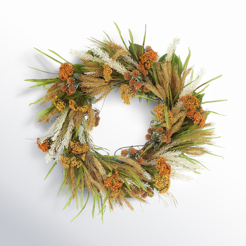 24" Wheat and Lucky Berry Fall Wreath