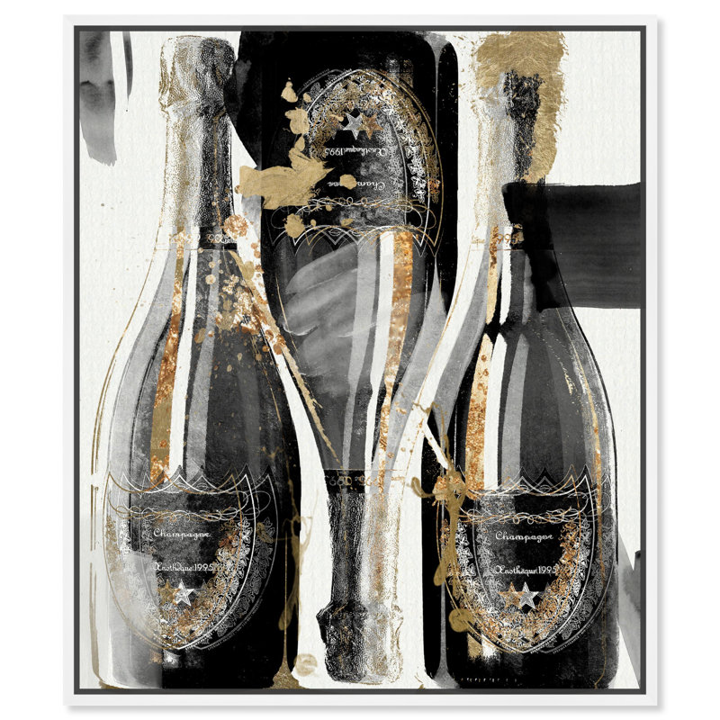 «Gold Showers», peinture sur toile, H 21 po x l 17 po, Cadre flottant blanc