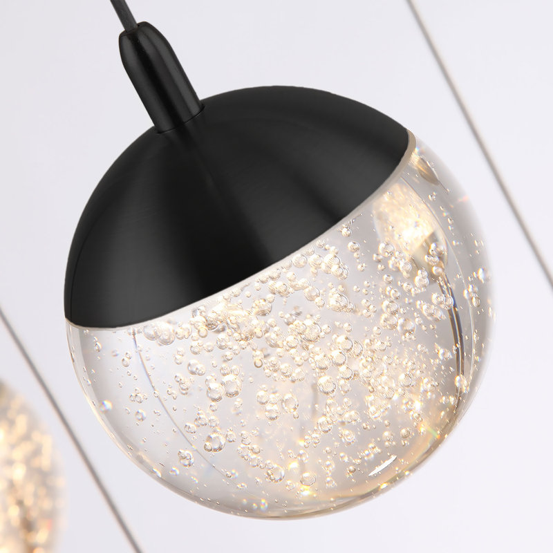 Luminaire suspendu sphère 6 lumières Heatherly, Noir, noir, noir, noir