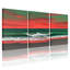 Nautique et plage, ciel rouge, vagues océaniques, coucher de soleil, ensemble de 3 impressions sur toile-1110339997