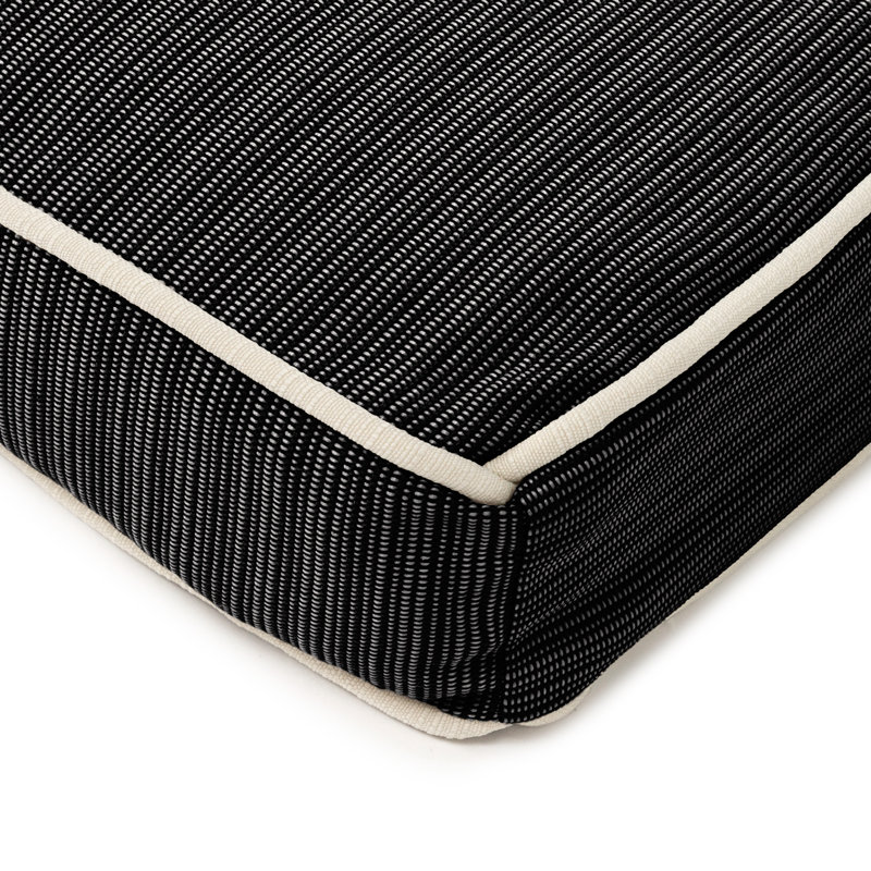 Chaise Lounge With Cord Polyester Padded Fill., Black