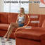 Canapé 3 pièces rembourré en velours côtelé, canapé modulaire 4 places en U avec chaise longue l 123 "-1268845002