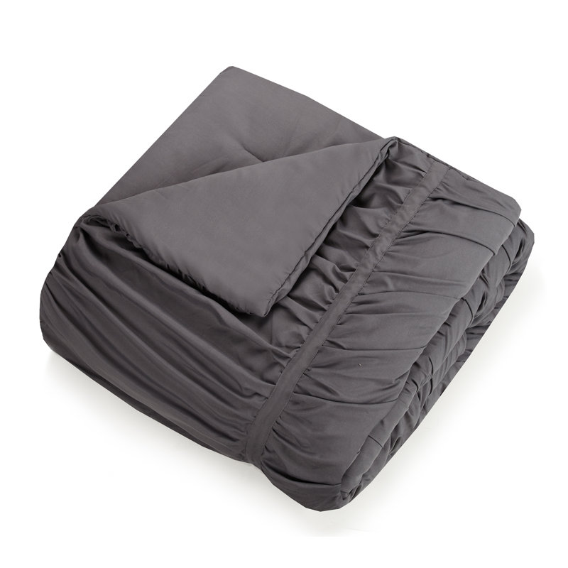 Ensemble d'édredon Emily, Gris foncé, Édredon simple / simple TG + 1 taie décorative