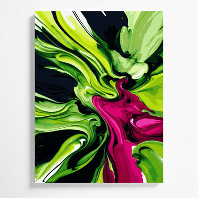 Aquarelle abstraite 88, art mural sur toile verte