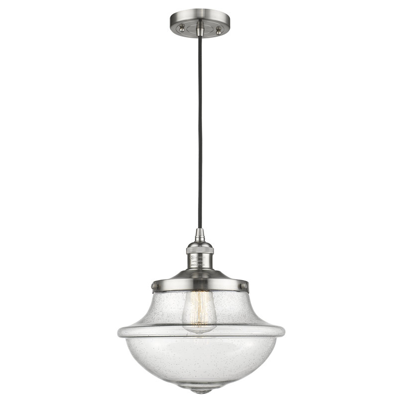 Luminaire suspendu simple à 1 lumière Baptiste, Grainé, Ampoule DEL 6 watts Vinage, Nickel satiné brossé