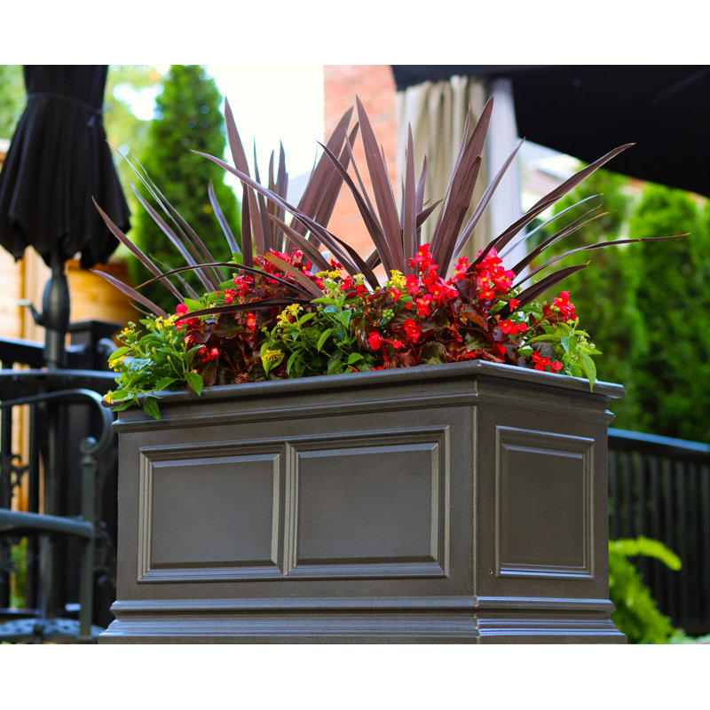Large Brownstone Rectangular Self-Watering Outdoor Planter