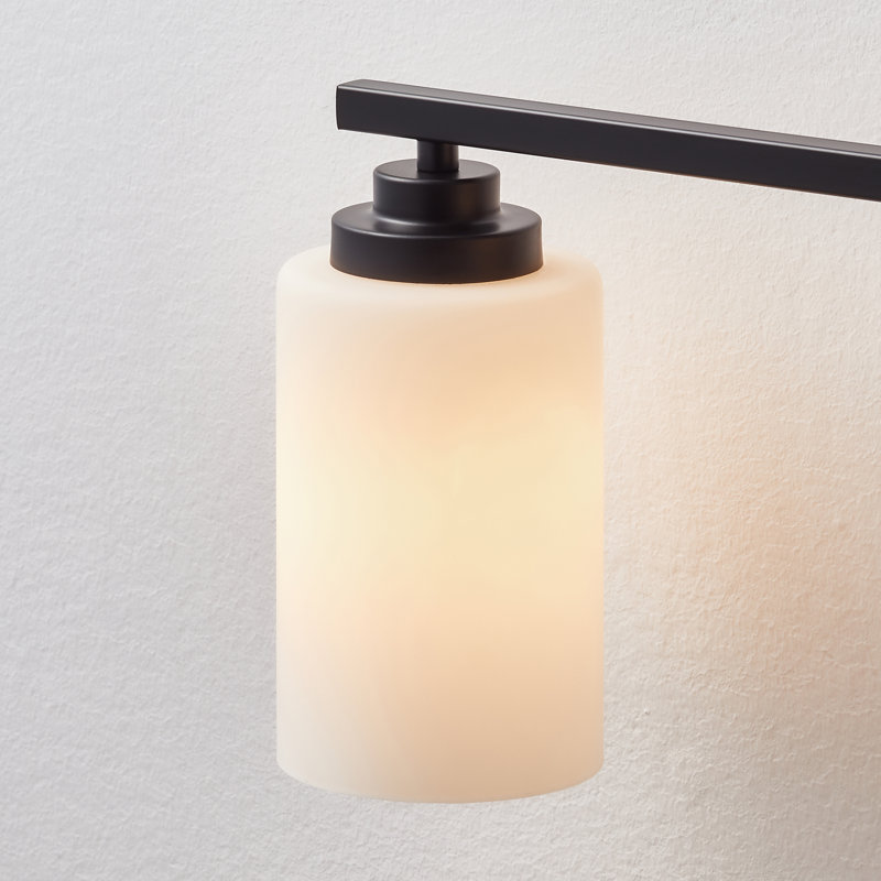 Black 3-Light Dimmable Cylinder Vanity Light with Frosted Glass
