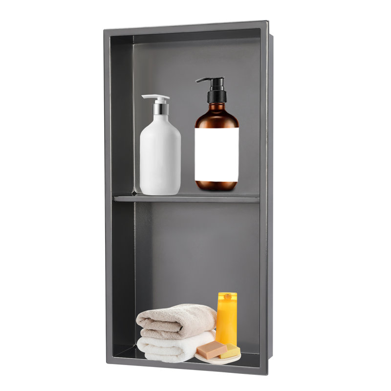 Niche de douche encastrée imperméable simple 12 po x 24 po Olivan, Argent