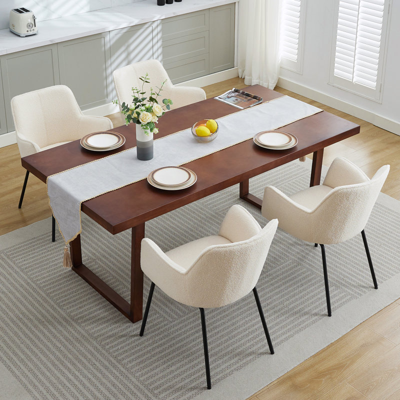 Lovetro Upholstered Dining Chair, Teddy Beige