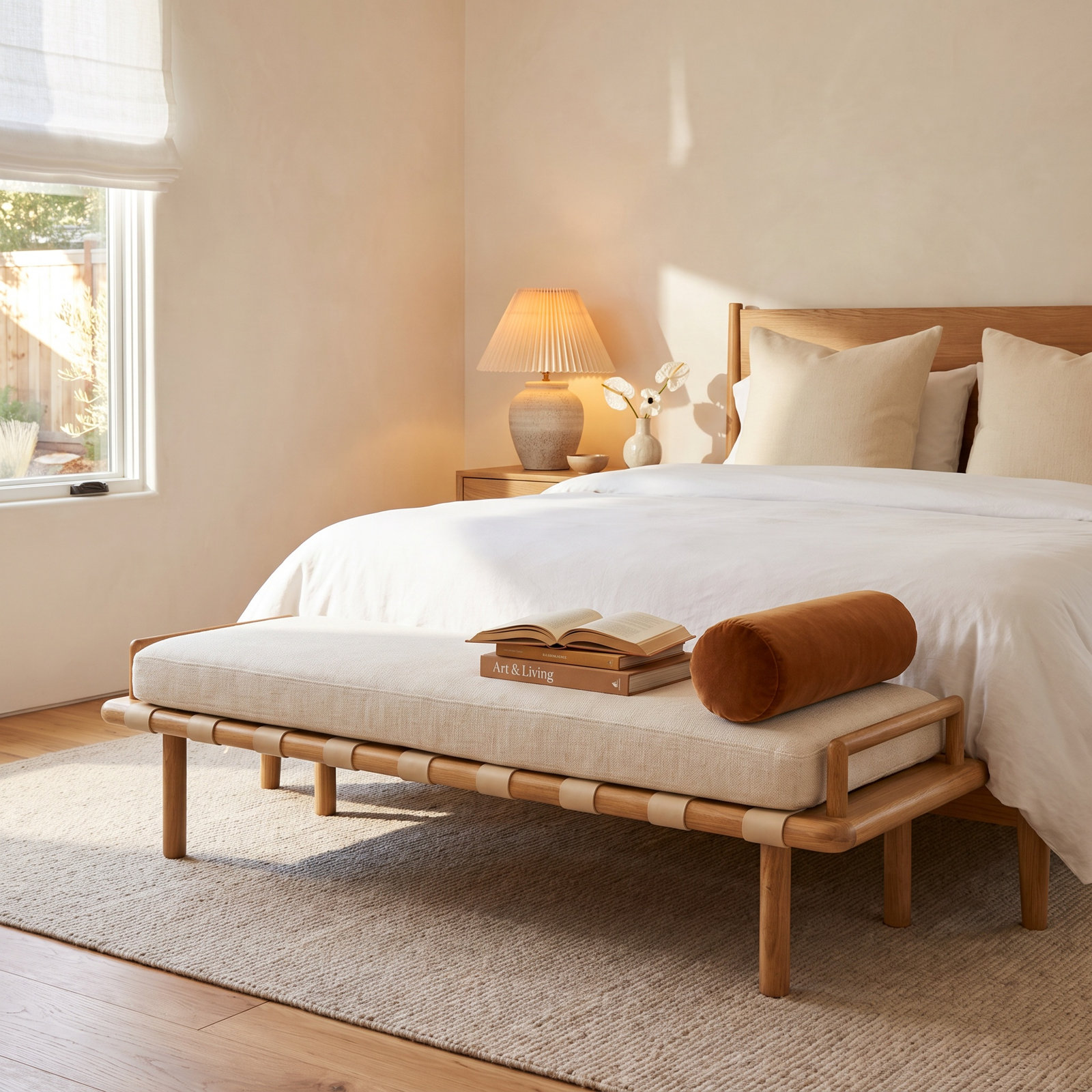 Aaloni 70" Bedroom Bench, Natural