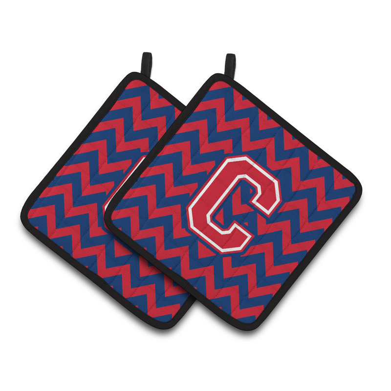 Poignée à chevrons, C, Bleu de Yale / cramoisi