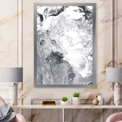 " White And Grey Liquid Marble Waves I "