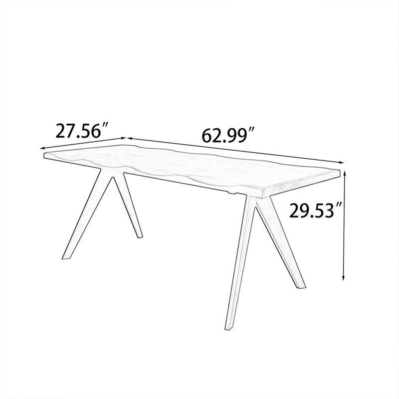 Table de salle à manger Burlywood, 29.53”H x 62.99”L x 27.56”W