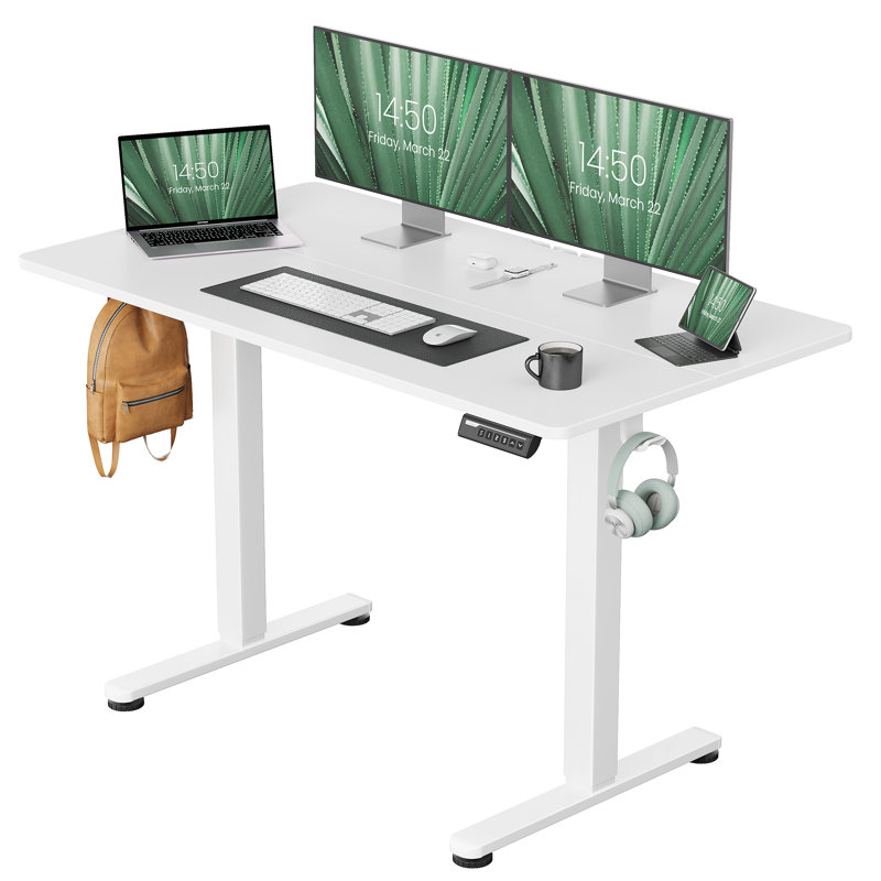 Bureau debout réglable en hauteur l 55 po Artia, Blanc / blanc