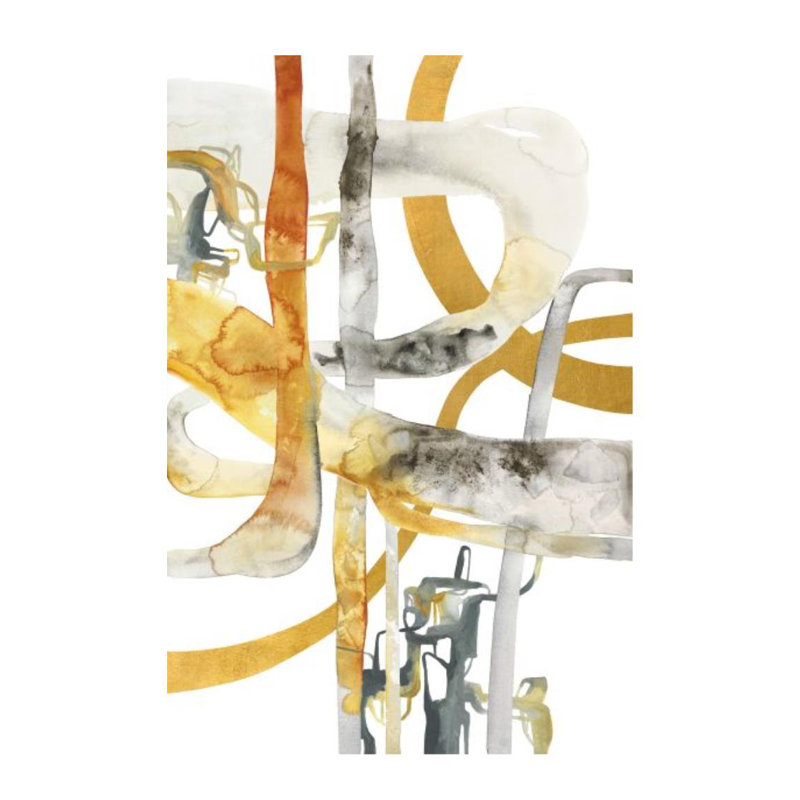 Crossing Encounter I Print by Jean Kenna, 45" H x 30" W x 1.5" D, Gilded Gold
