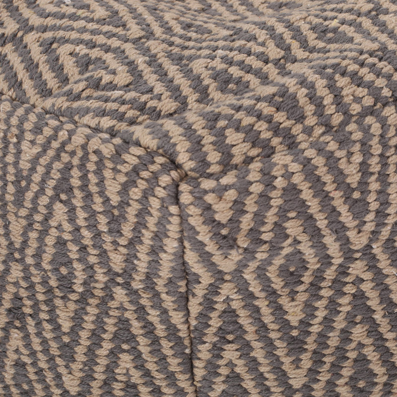 Amuleto Hand - Loomed Cotton Pouf, Dark Grey And Brown