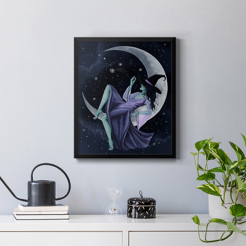 Star Sorceress I, toile encadrée de qualité supérieure - prête à être accrochée, Noir, H 24 po x l 20 po