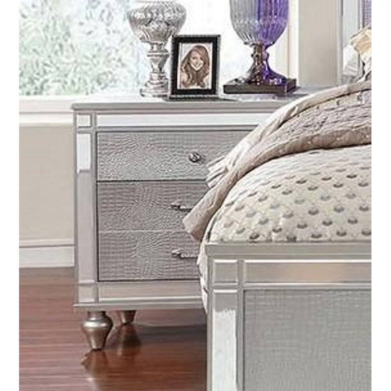 Table de chevet 3 tiroirs gris giltner