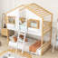 Charmant lit superposé simple au-dessus d'un lit simple en bois avec toit, fenêtre, porte et échelle Almirah-1275844324