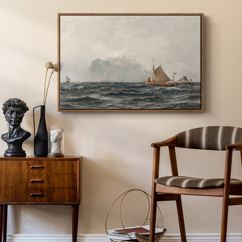 Impression nautique rétro - CCXVI - reproduction sur toile flottante, Noyer, H 25 po x l 37 po