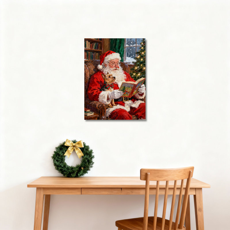 Père Noël, livre sur toile, art mural, H 18 po x l 12 po