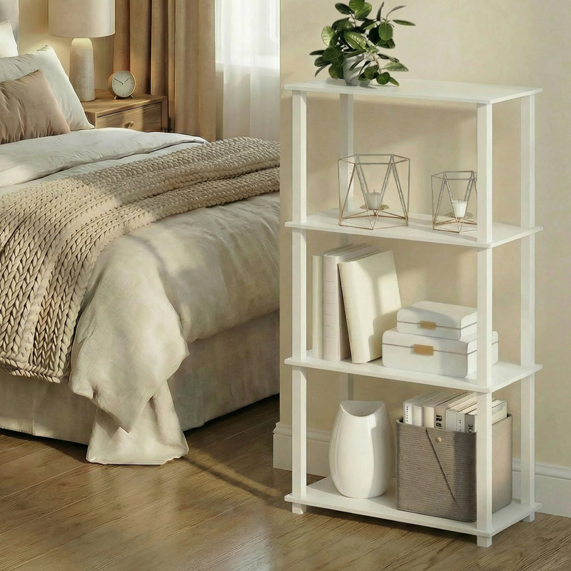 Johnston 43.7" H x 23.6" W Plastic Etagere Bookcase, White/White