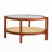 circular double-layer coffee table, craft glass tabletop, PE rattan, solid wood frame.-111179058