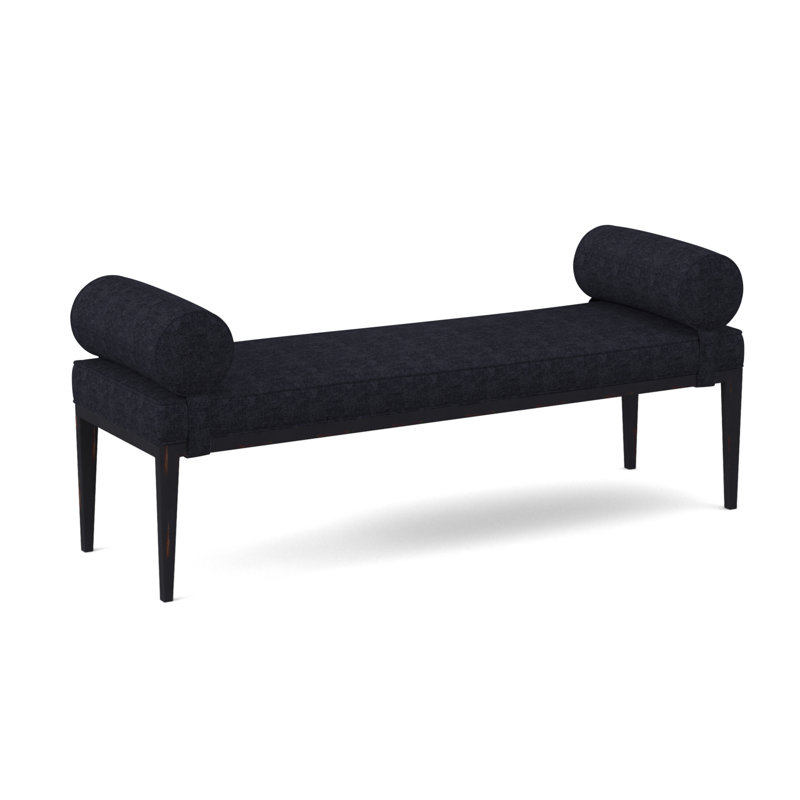Brooklyn Upholstered Bench, Vintage Ebony, Venice Navy 100% Polyester