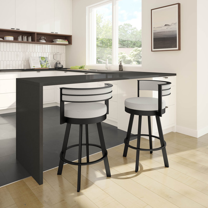 Tabouret de bar et de comptoir pivotant Matthews, Tabouret de comptoir (siège d'une hauteur de 26 p, Noir