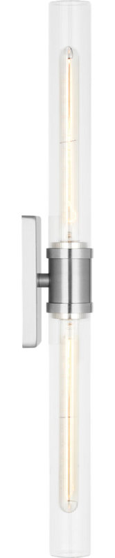 Keaton Two Light Vanity, 30" H x 5" W x 3.63" D, Clear Fluted, Brushed Nickel