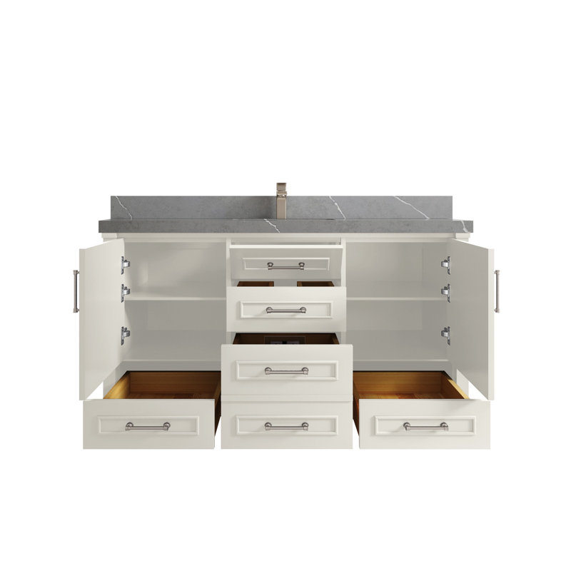 Meuble-lavabo simple 60 po avec comptoir en quartz Aberdeen