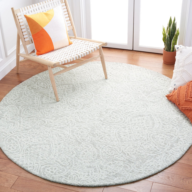 Tapis naturel / ivoire en laine touffeté à la main Metcalfe, Rond 8 pi