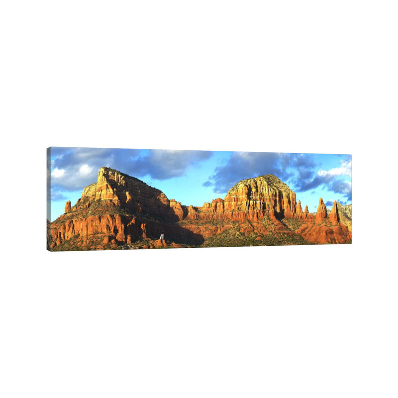 Chapel On Rock Formations, Chapel Of The Holy Cross, Sedona, Arizona, USA - Wrapped Canvas Panoramic Print