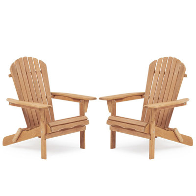 Chaise Adirondack pliante en bois 2 pièces, chaise longue d'extérieur pour patio