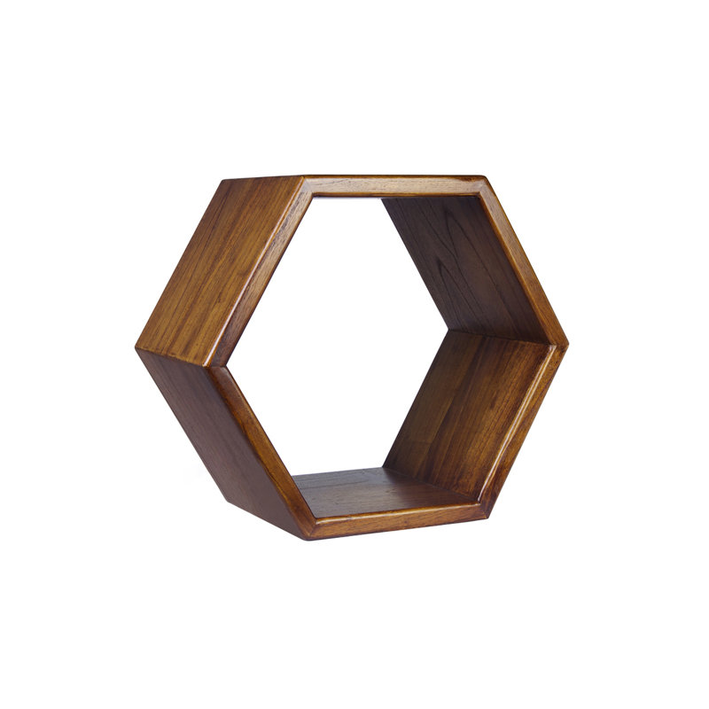 Cray Hexagon Oak Solid Wood Accent Shelf