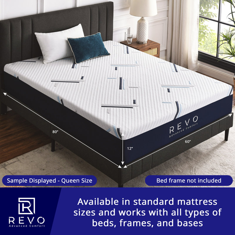 Matelas en mousse viscoélastique gélifiée 12 pouces Revo Sleep, Grand lit