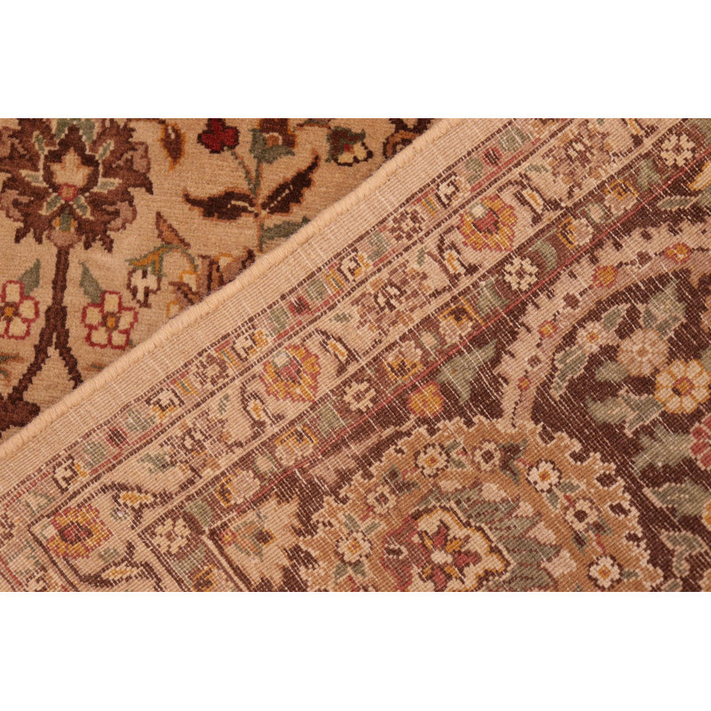 Tapis brun / noir / beige en laine noué à la main de style oriental 6 pi 2 po x 9 pi 6 po Palma