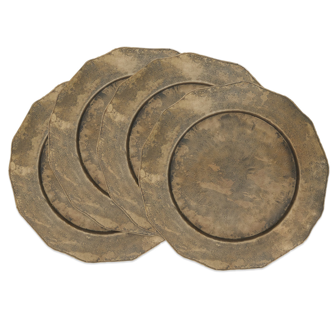 Hicklin Contemporary Hammered Charger Plate With Scallop Edge (Set Of 4) 13R (Set of 4) Bungalow Rose