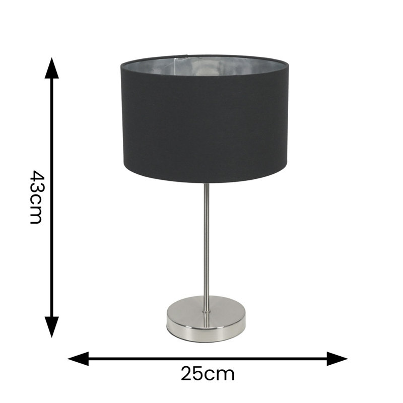 Darraich Metal Table Lamp, Yes, Silver Base/Black Shade