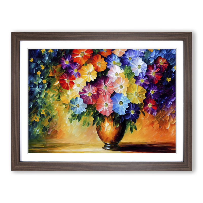 Mixed Flowers - Framed Print, 46cm H x 64cm W, Walnut Framed