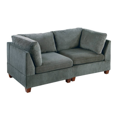 Elhamcci 74" Chenille Square Arm Modular Loveseat