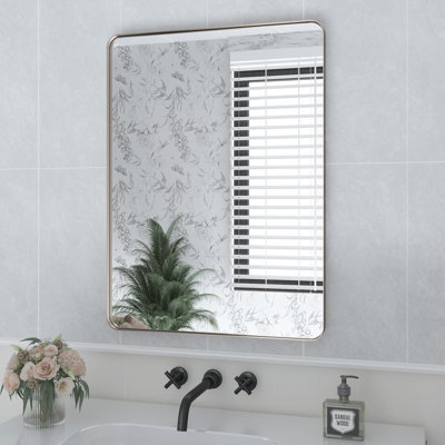 Lesamuel Filleted Corner Wall Mounted Bathroom and Vanity Mirror with Aluminum Frame